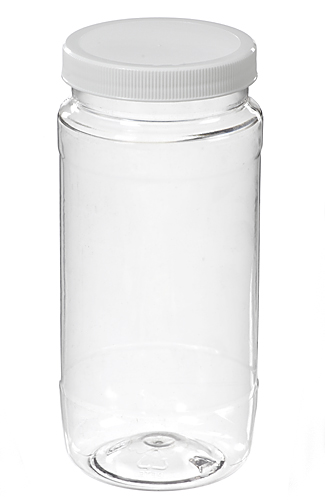 Clear PET Round Wide-Mouth Plastic Jars - 16 oz